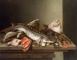 Stilleven van Vis op een Tafel